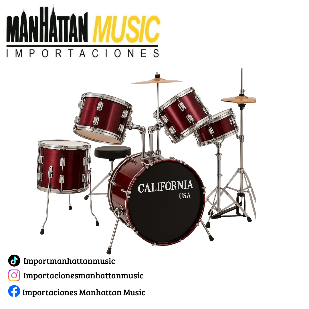 Batería Acústica California Studio Rojo Vino