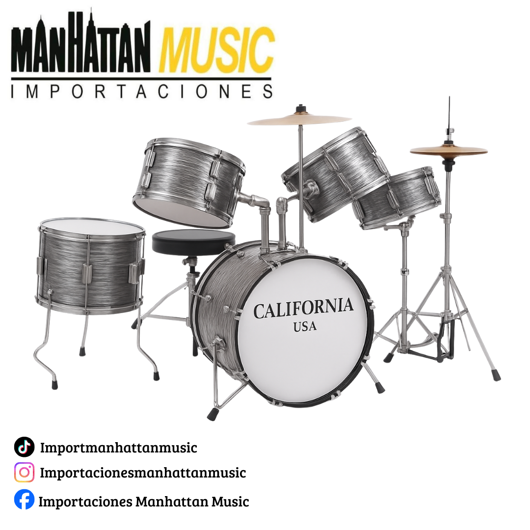 Batería Acústica California para Niño Studio Plomo
