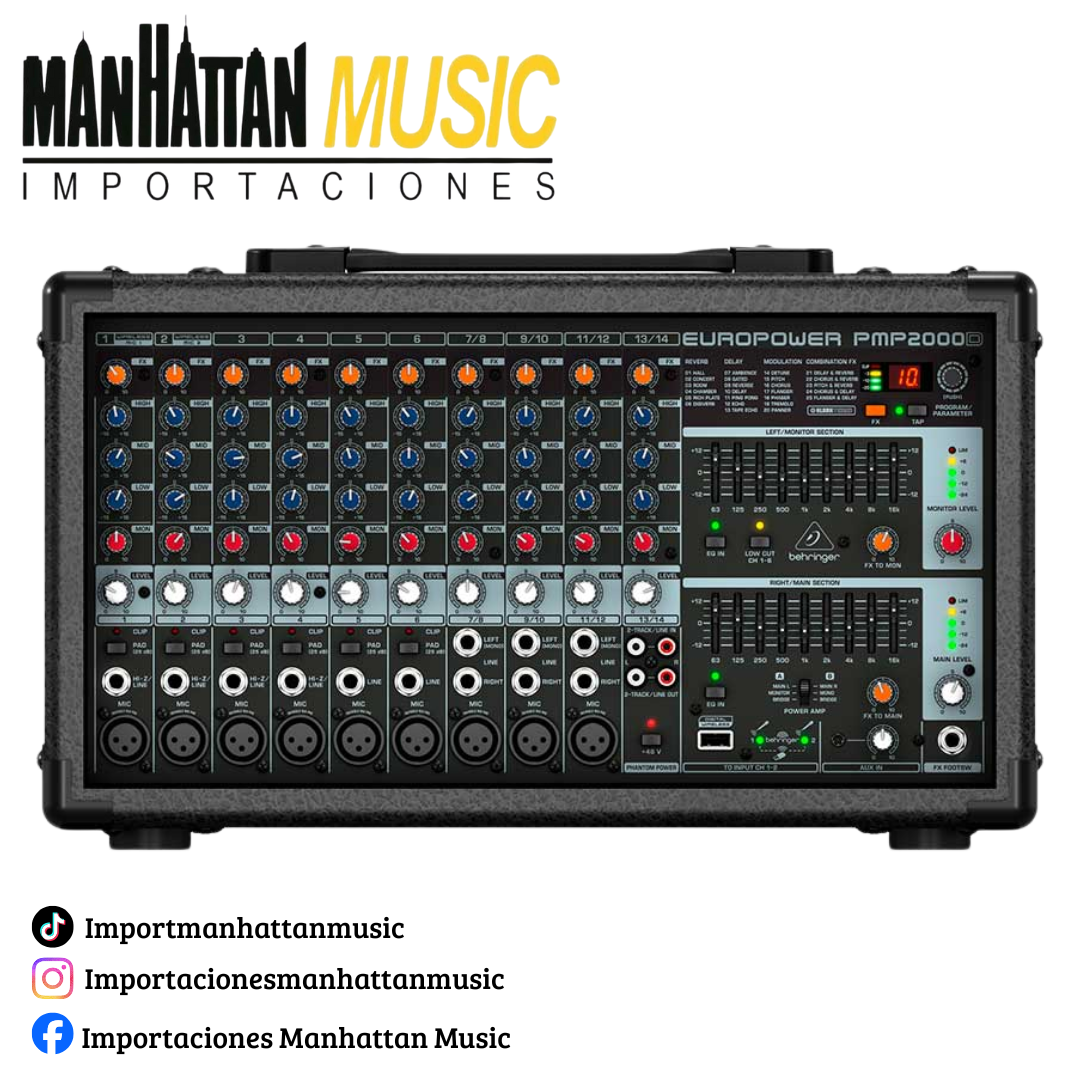 Mezclador Amplificado de 14 canales 2000W Behringer PMP2000D